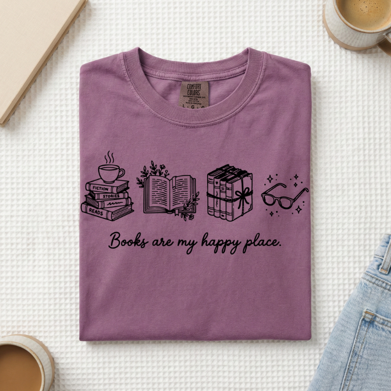 Books Are My Happy Place T-Shirt (A)