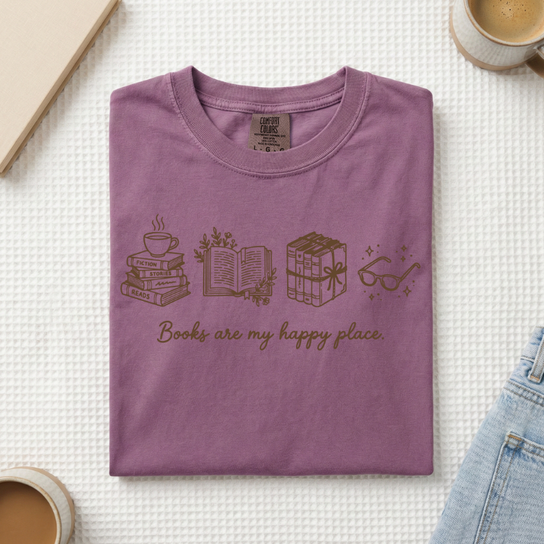 Books Are My Happy Place T-Shirt (A)
