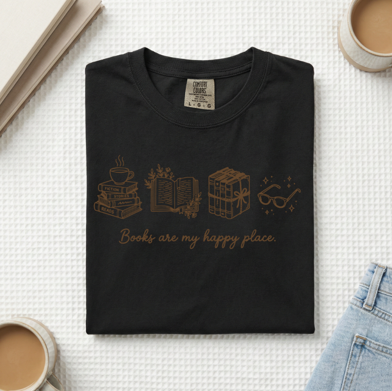 Books Are My Happy Place T-Shirt (A)