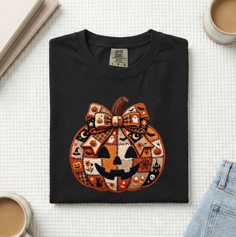 Halloween Patchwork Pumpkin T-Shirt