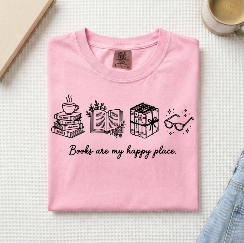 Books Are My Happy Place T-Shirt (A)