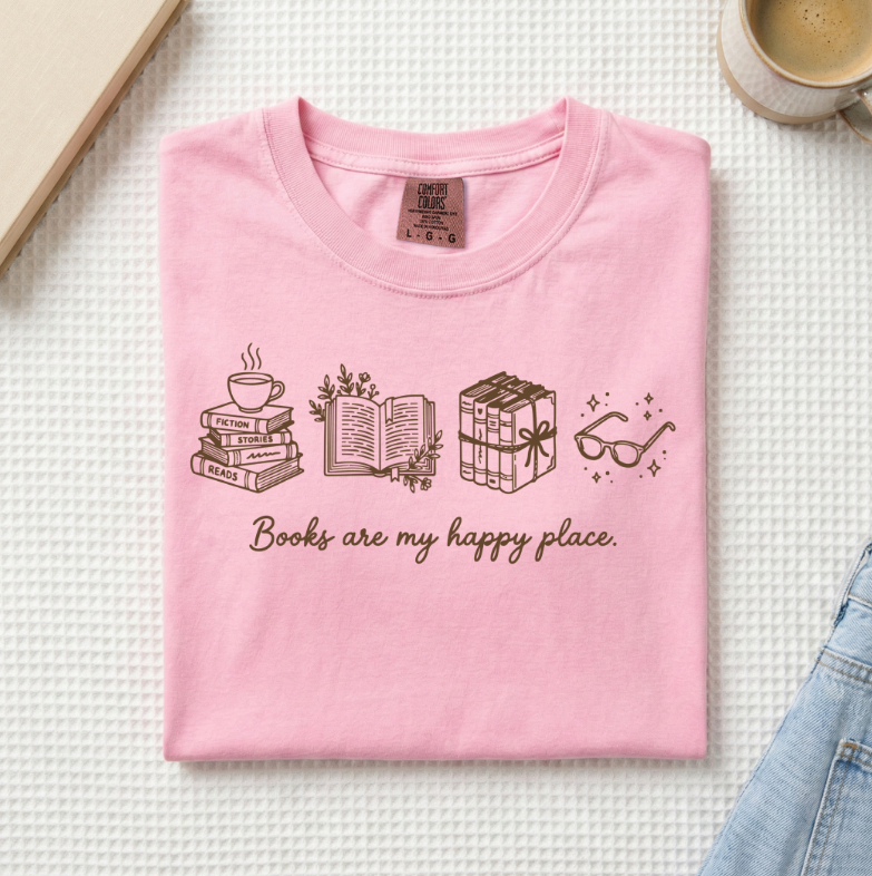 Books Are My Happy Place T-Shirt (A)