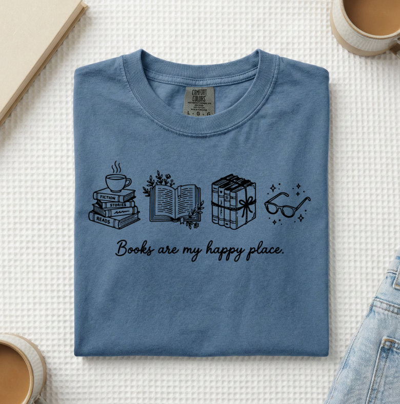 Books Are My Happy Place T-Shirt (A)