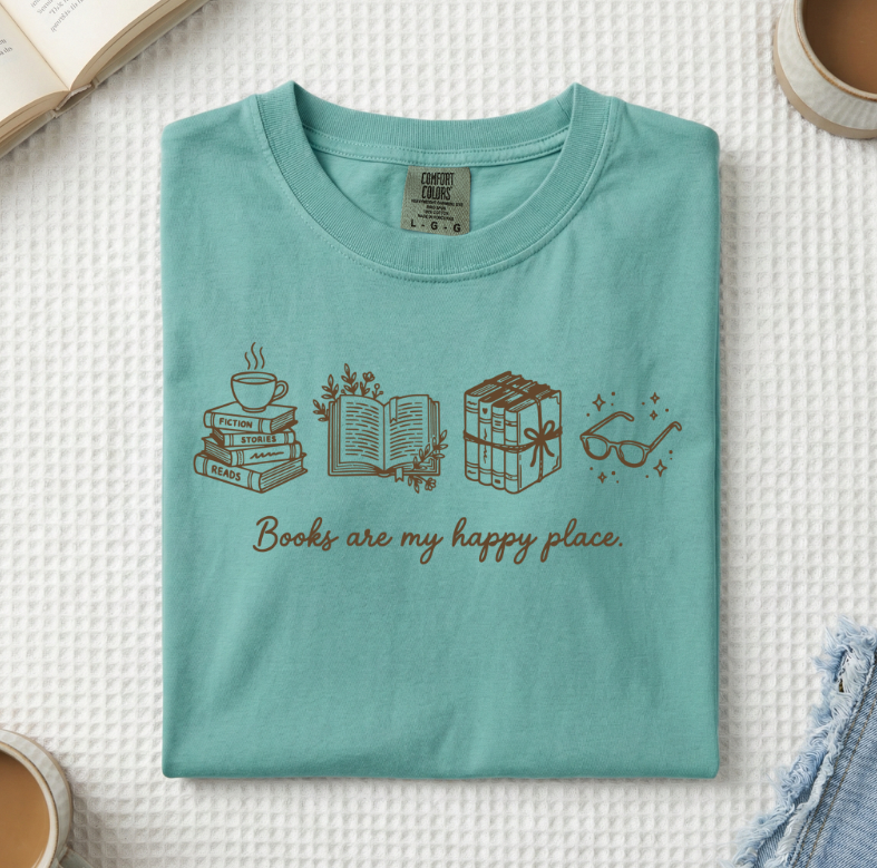 Books Are My Happy Place T-Shirt (A)