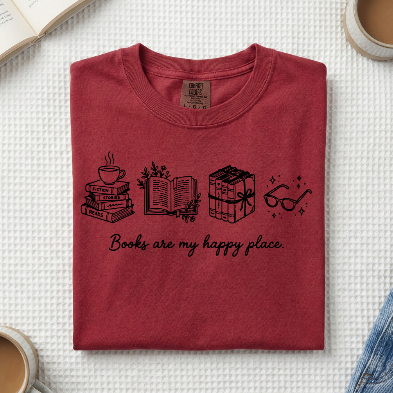 Books Are My Happy Place T-Shirt (A)
