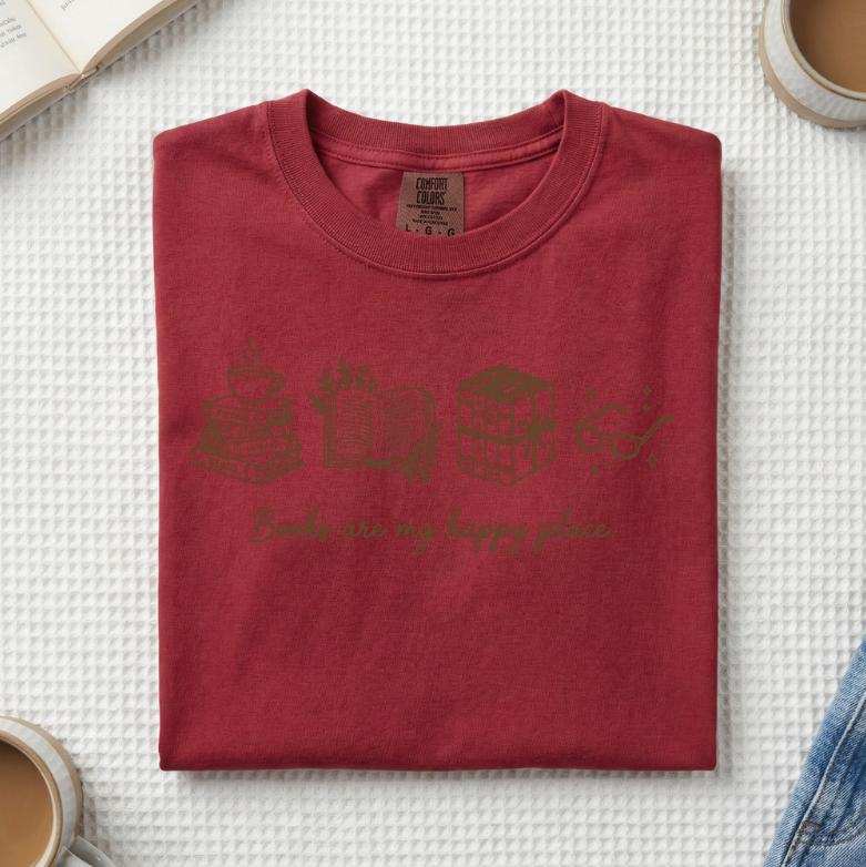 Books Are My Happy Place T-Shirt (A)