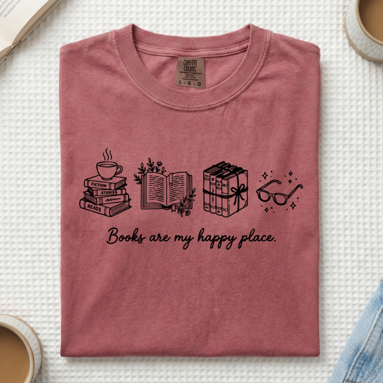 Books Are My Happy Place T-Shirt (A)