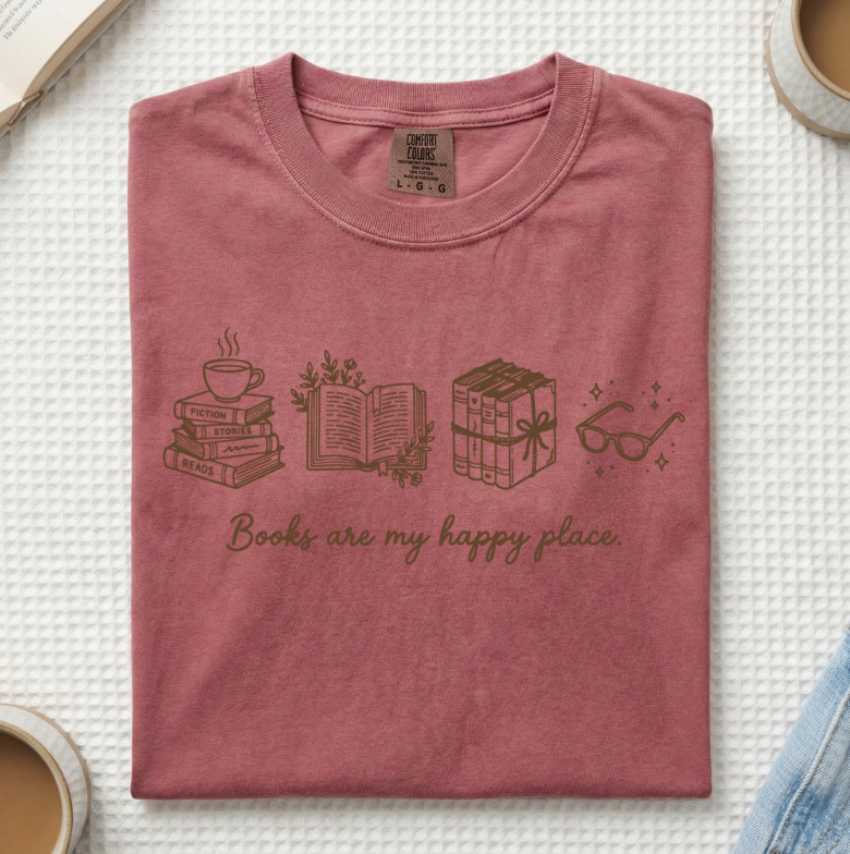 Books Are My Happy Place T-Shirt (A)