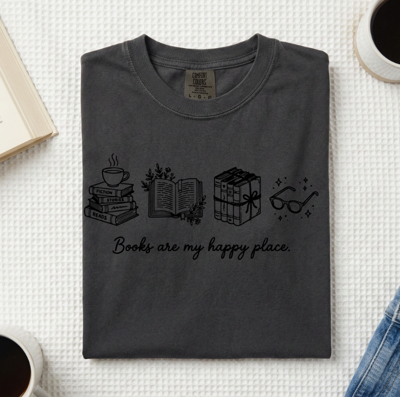 Books Are My Happy Place T-Shirt (A)