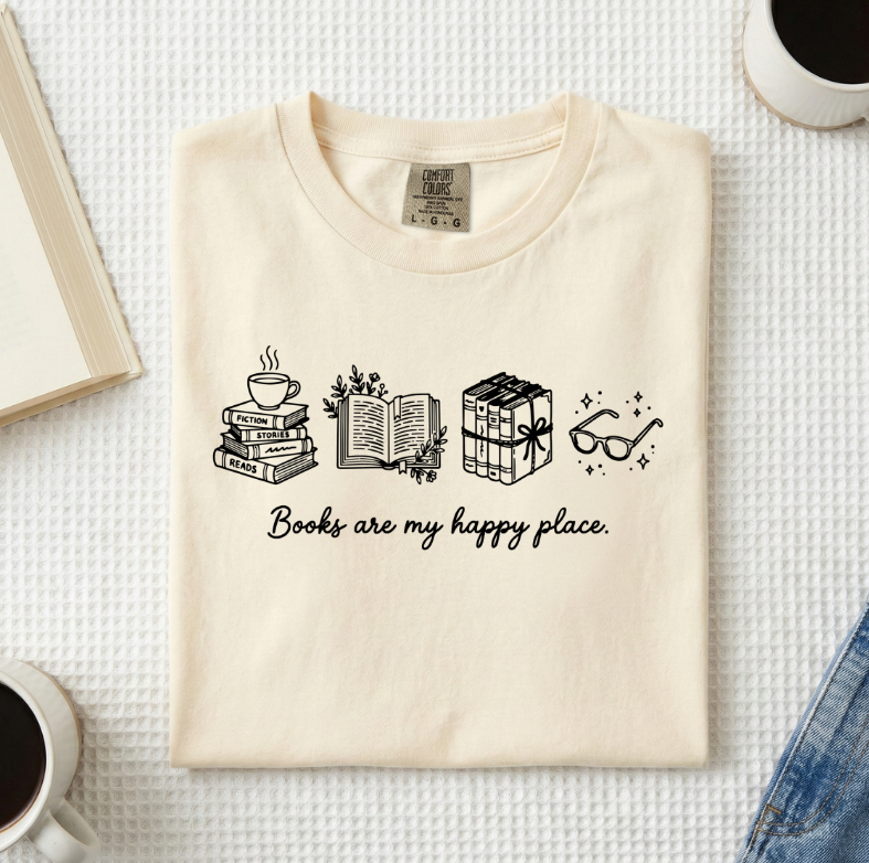 Books Are My Happy Place T-Shirt (A)