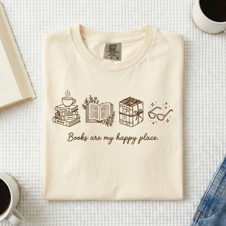 Books Are My Happy Place T-Shirt (A)