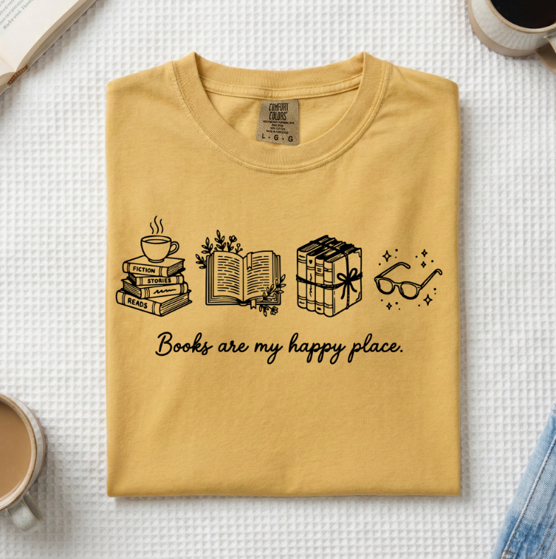 Books Are My Happy Place T-Shirt (A)