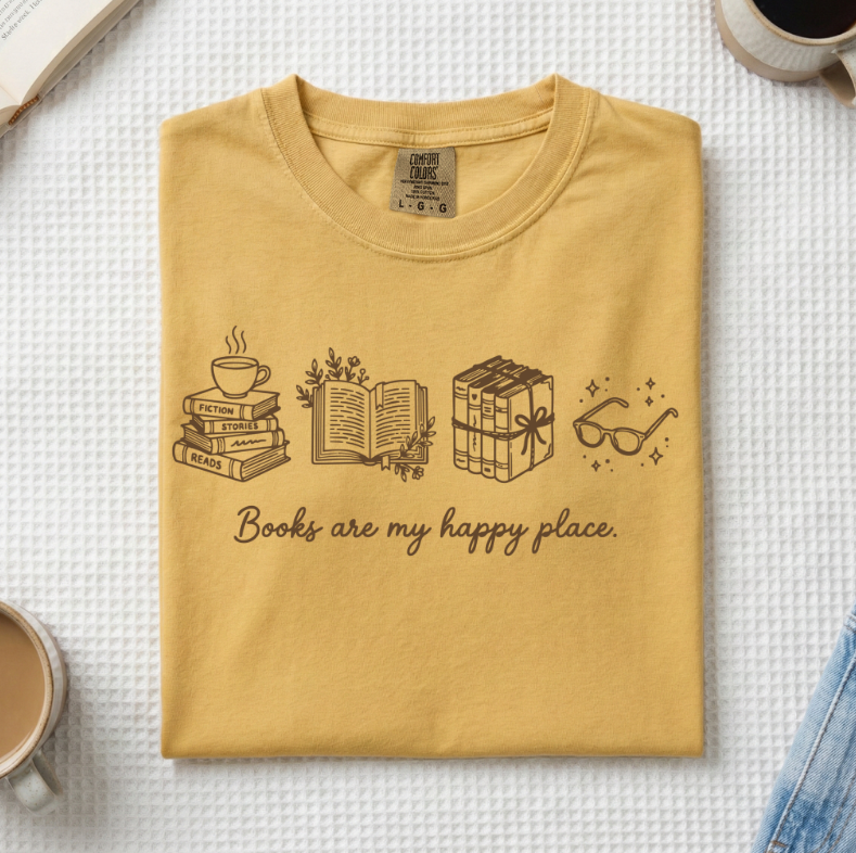 Books Are My Happy Place T-Shirt (A)