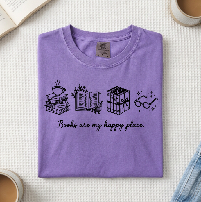 Books Are My Happy Place T-Shirt (A)