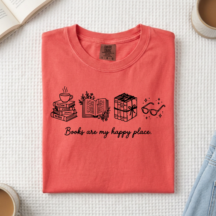 Books Are My Happy Place T-Shirt (A)