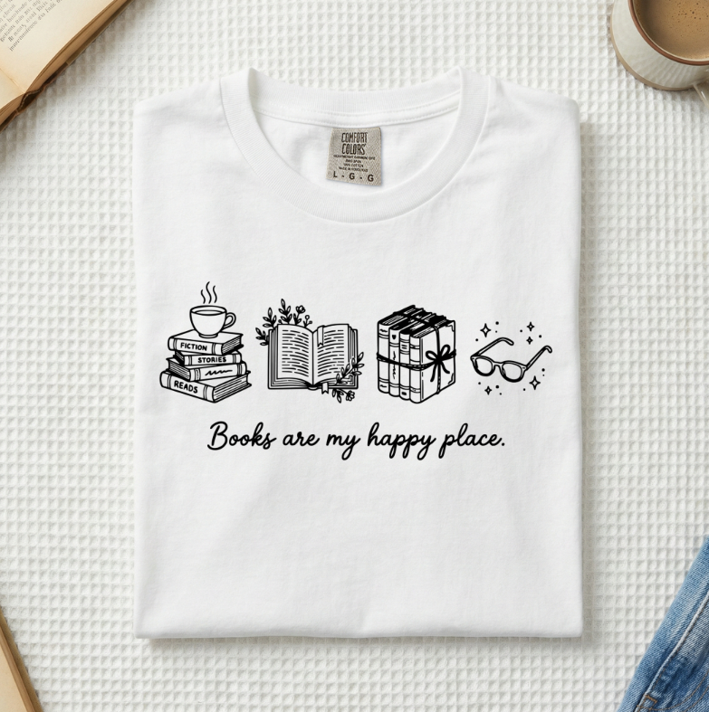 Books Are My Happy Place T-Shirt (A)