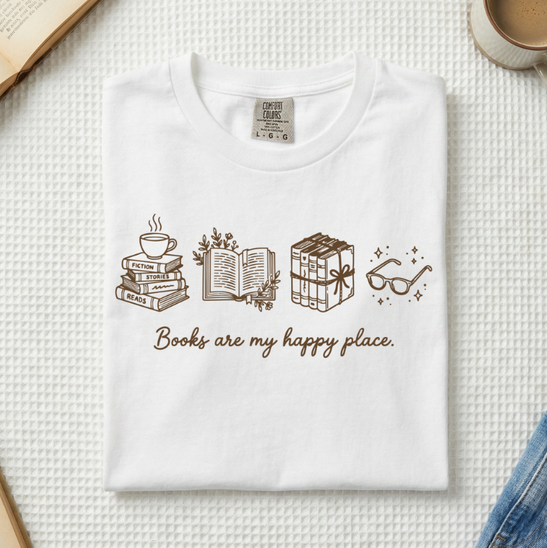 Books Are My Happy Place T-Shirt (A)
