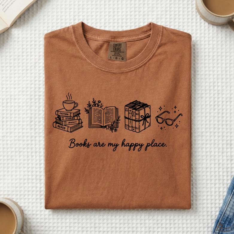 Books Are My Happy Place T-Shirt (A)