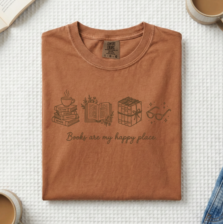 Books Are My Happy Place T-Shirt (A)