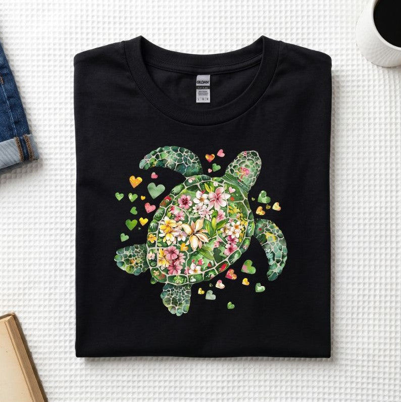 Floral Sea Turtle T-Shirt