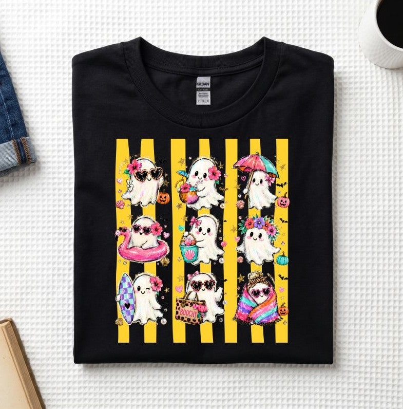 Summerween Beach Ghost Stripe T-Shirt