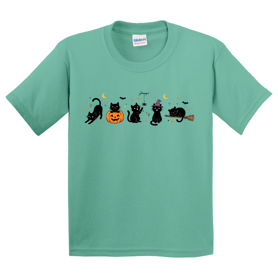 Halloween Black Cat Doodles T-Shirt (youth)