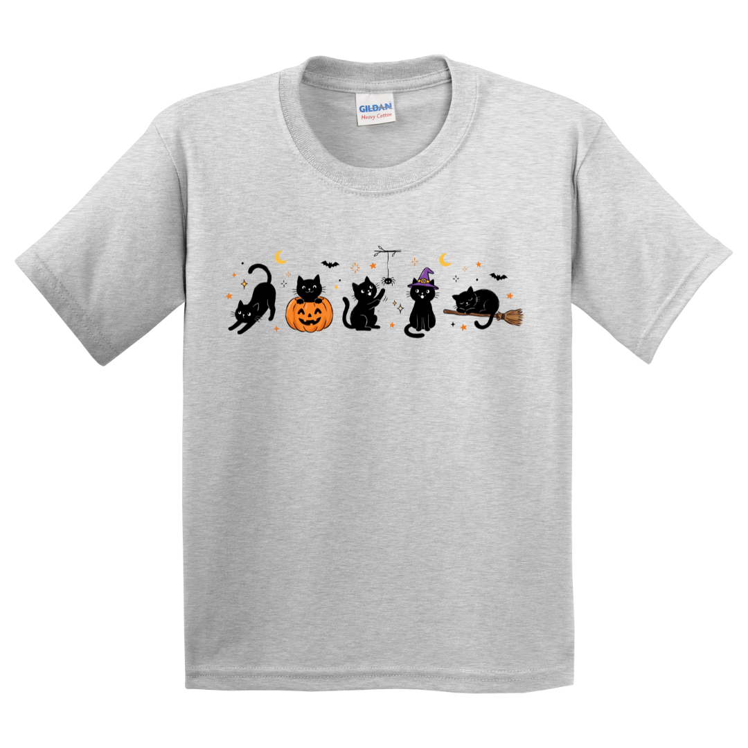 Halloween Black Cat Doodles T-Shirt (youth)