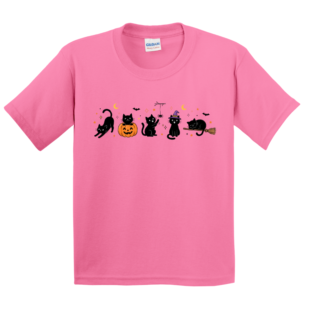Halloween Black Cat Doodles T-Shirt (youth)