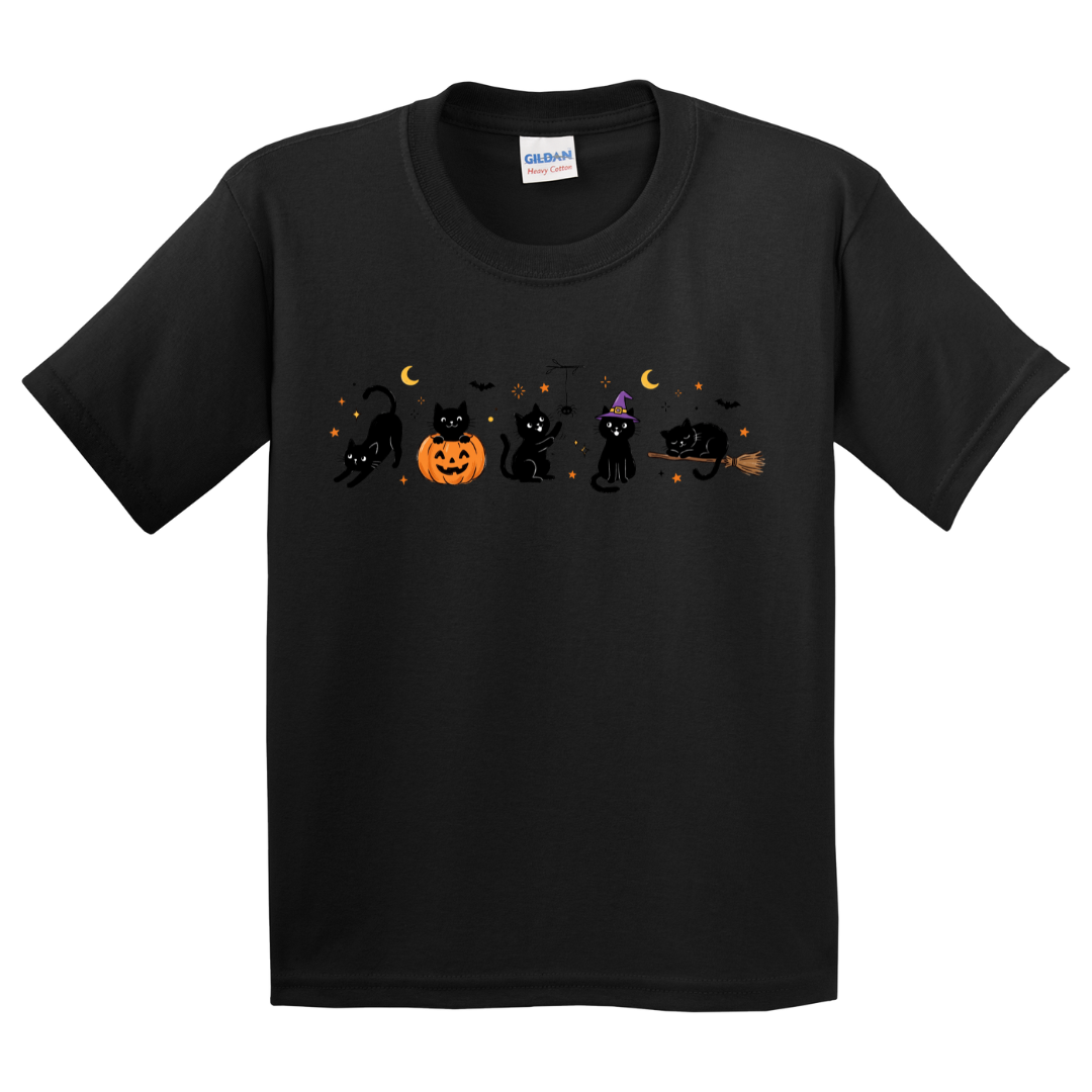 Halloween Black Cat Doodles T-Shirt (youth)