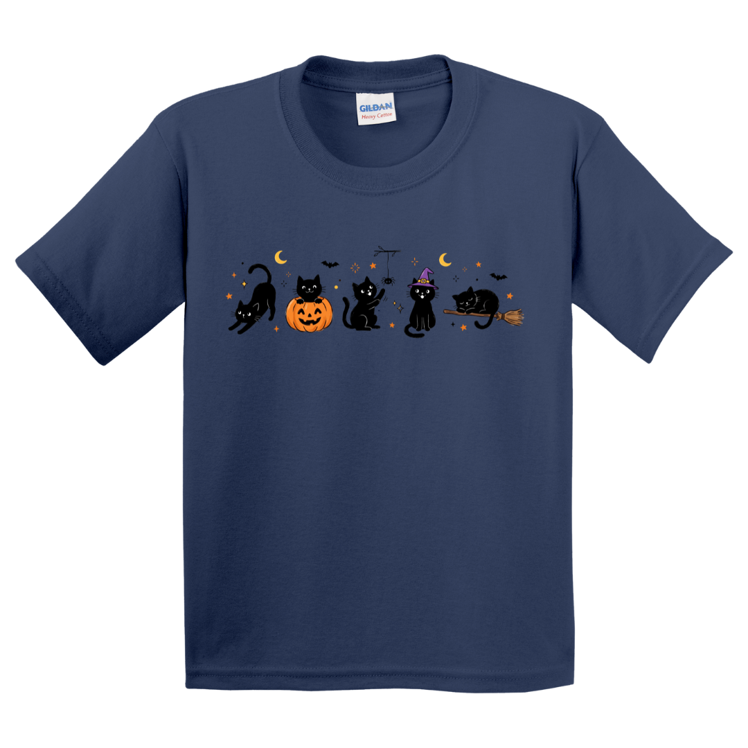 Halloween Black Cat Doodles T-Shirt (youth)