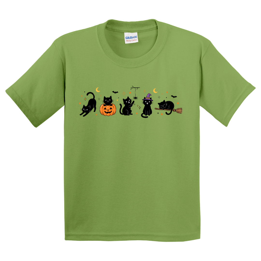 Halloween Black Cat Doodles T-Shirt (youth)