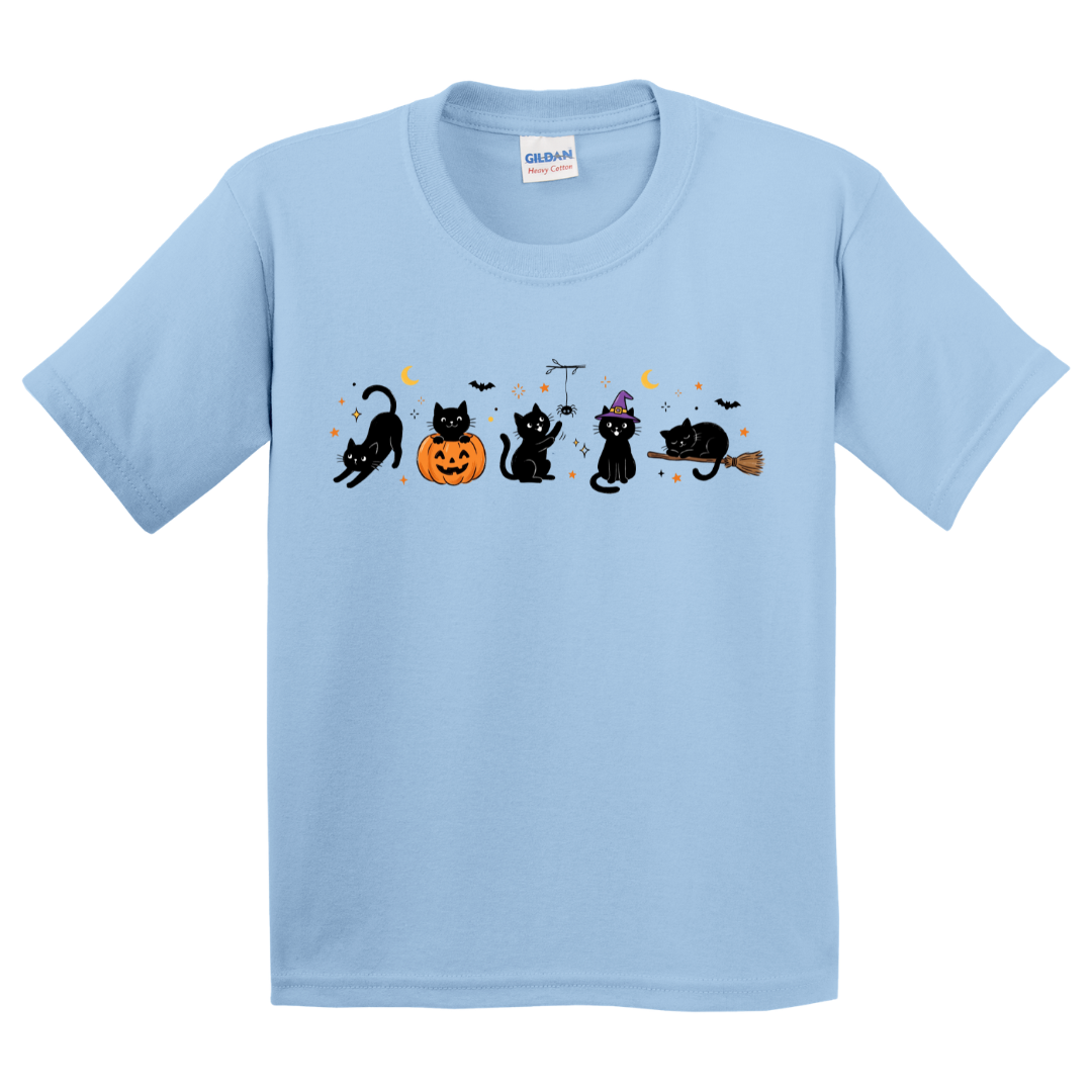 Halloween Black Cat Doodles T-Shirt (youth)