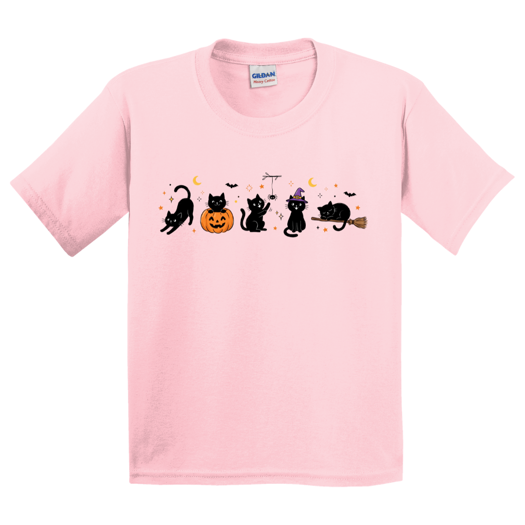 Halloween Black Cat Doodles T-Shirt (youth)