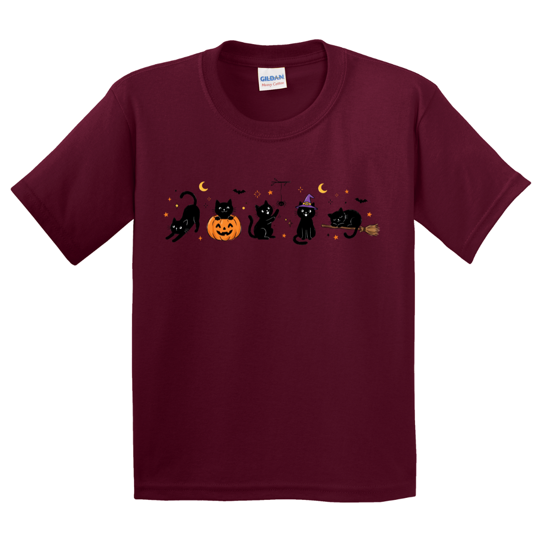 Halloween Black Cat Doodles T-Shirt (youth)