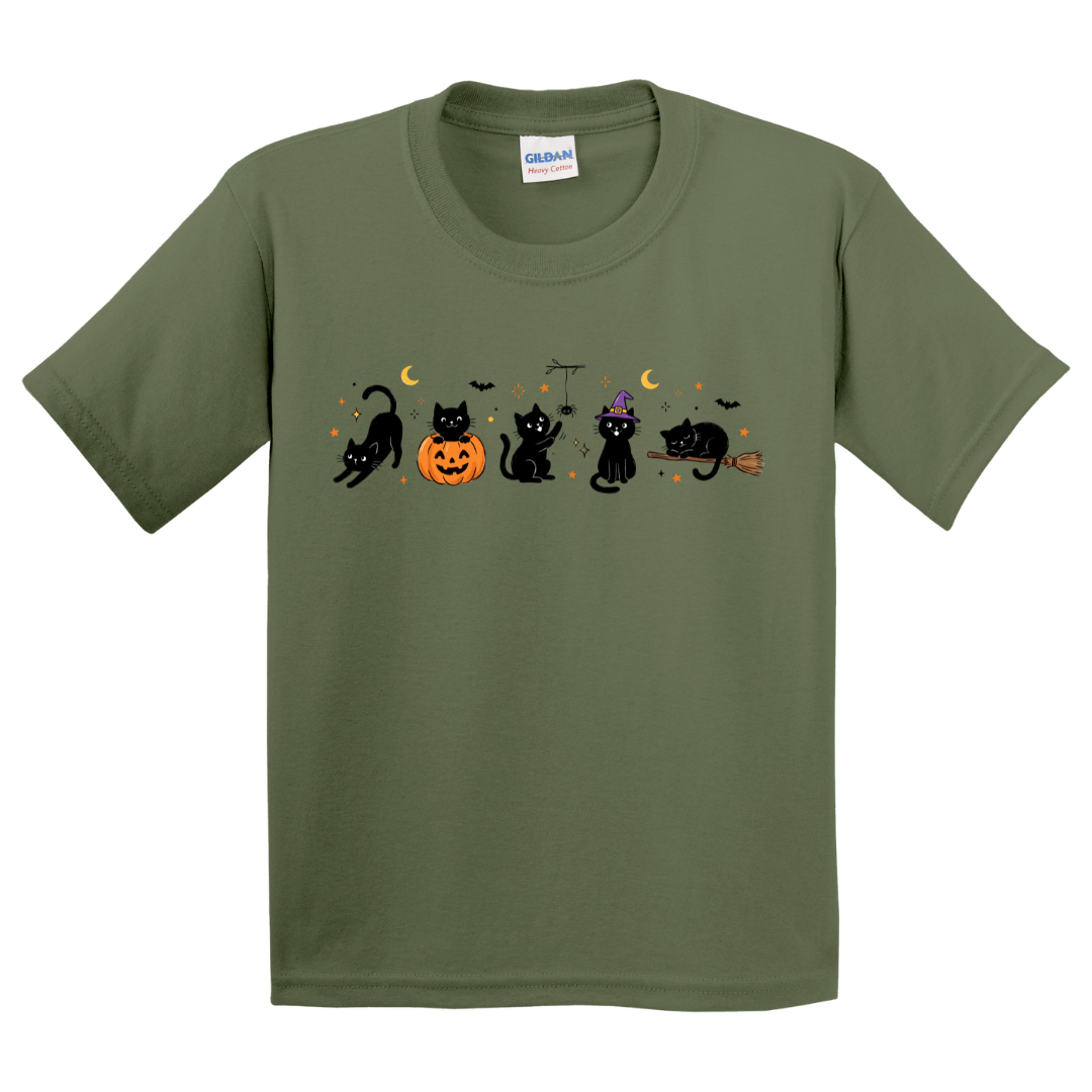 Halloween Black Cat Doodles T-Shirt (youth)