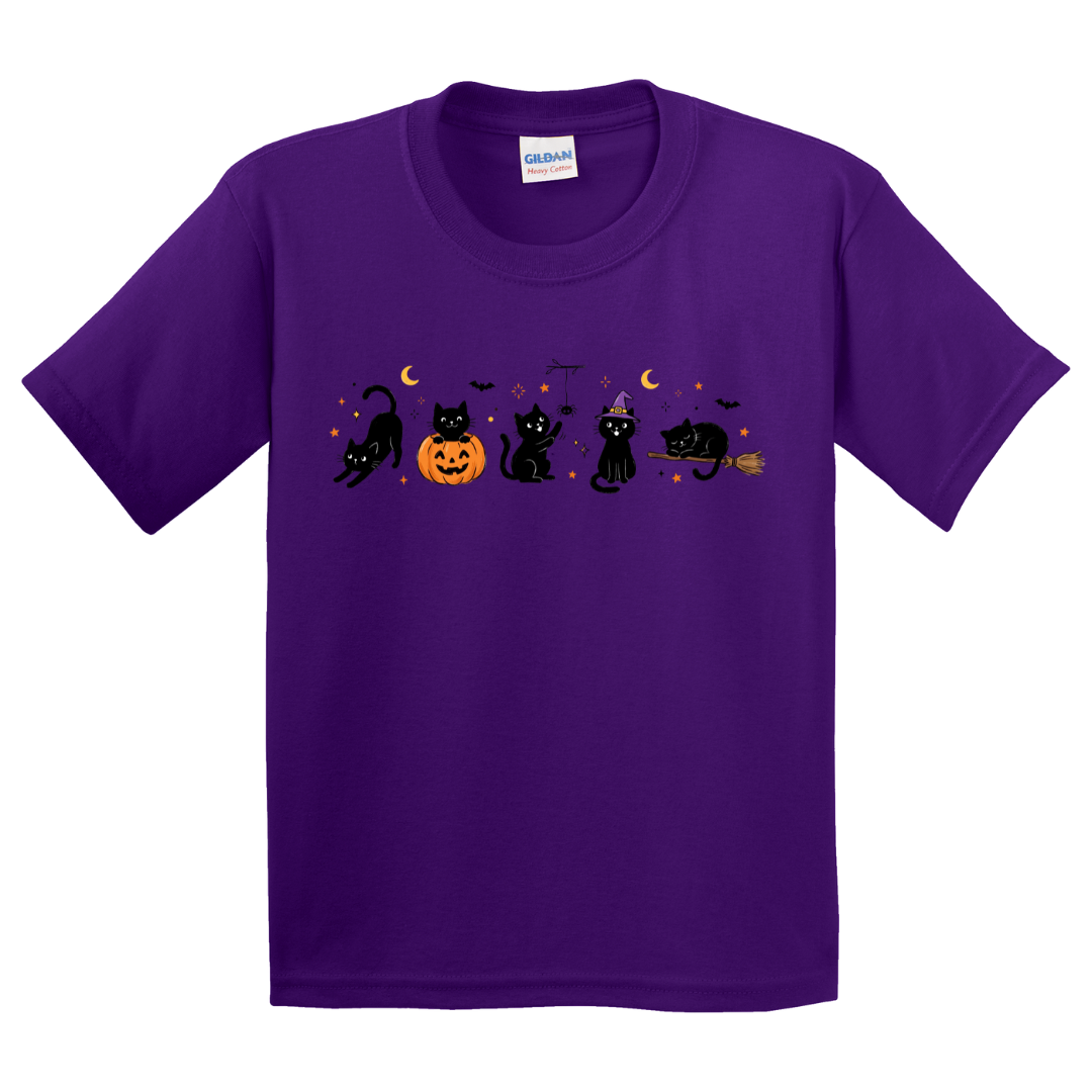 Halloween Black Cat Doodles T-Shirt (youth)