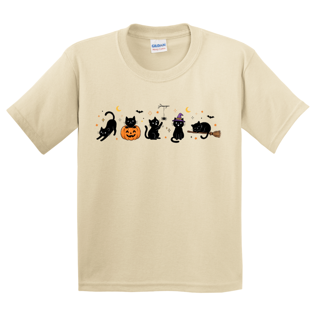 Halloween Black Cat Doodles T-Shirt (youth)