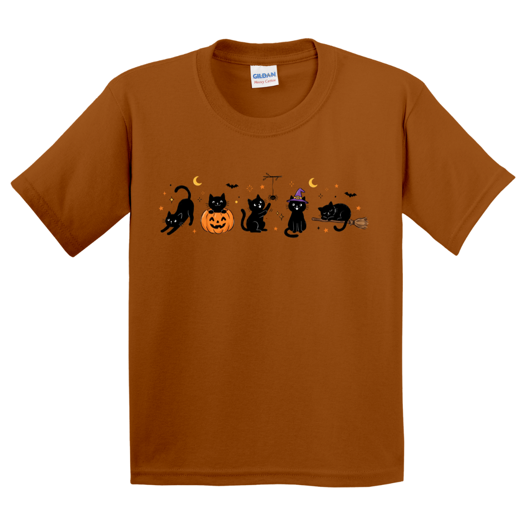 Halloween Black Cat Doodles T-Shirt (youth)