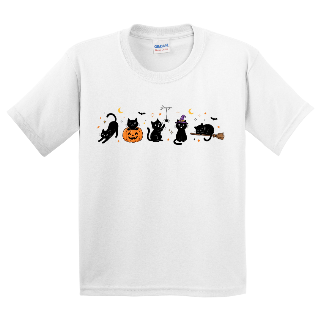 Halloween Black Cat Doodles T-Shirt (youth)