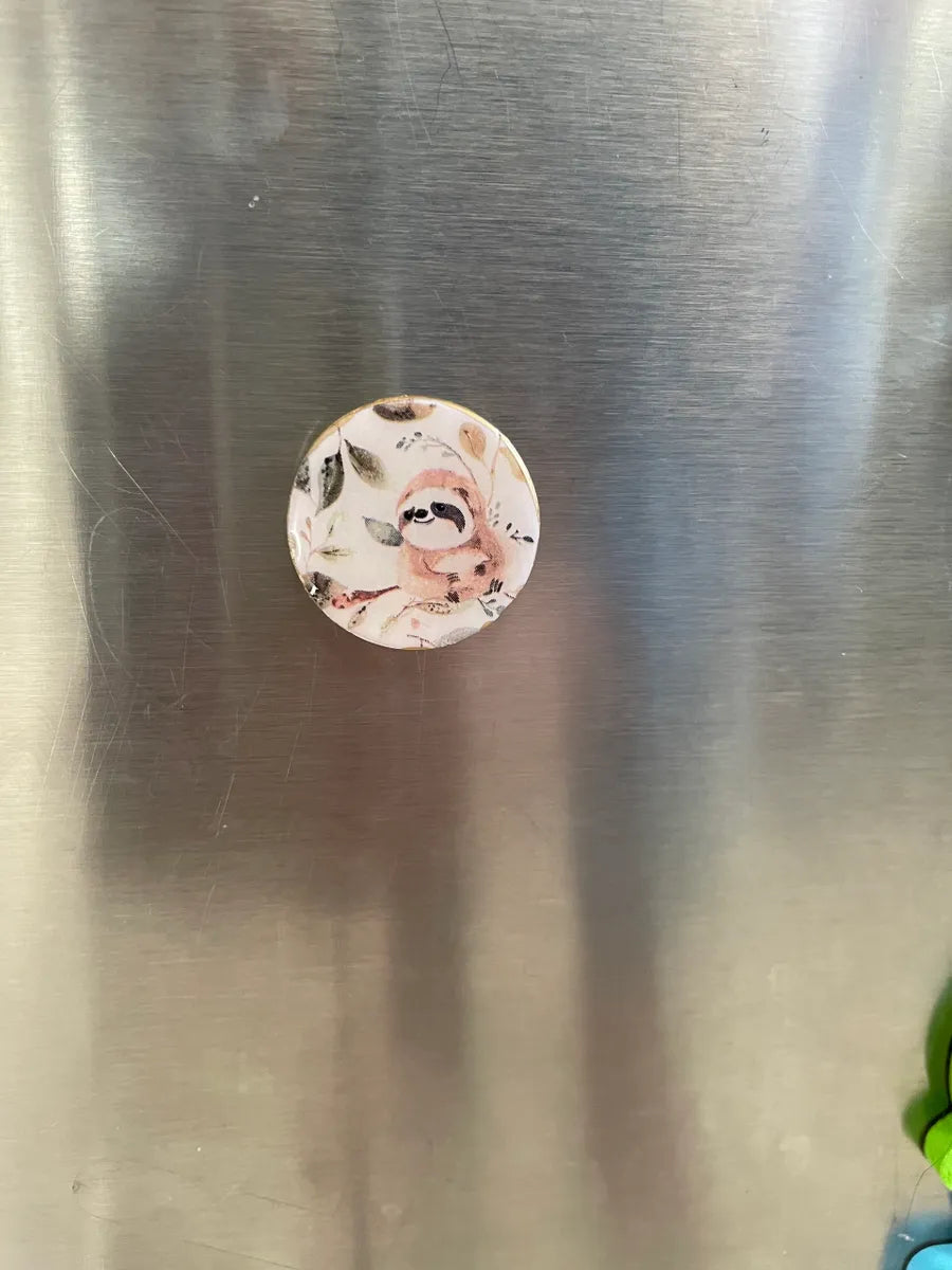 Round Sloth Magnet